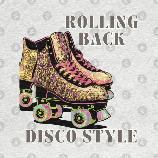 1980s Era Roller Skates Rolling Back Disco Style Gold Glitter Skates, 80s skating by MugMusewear